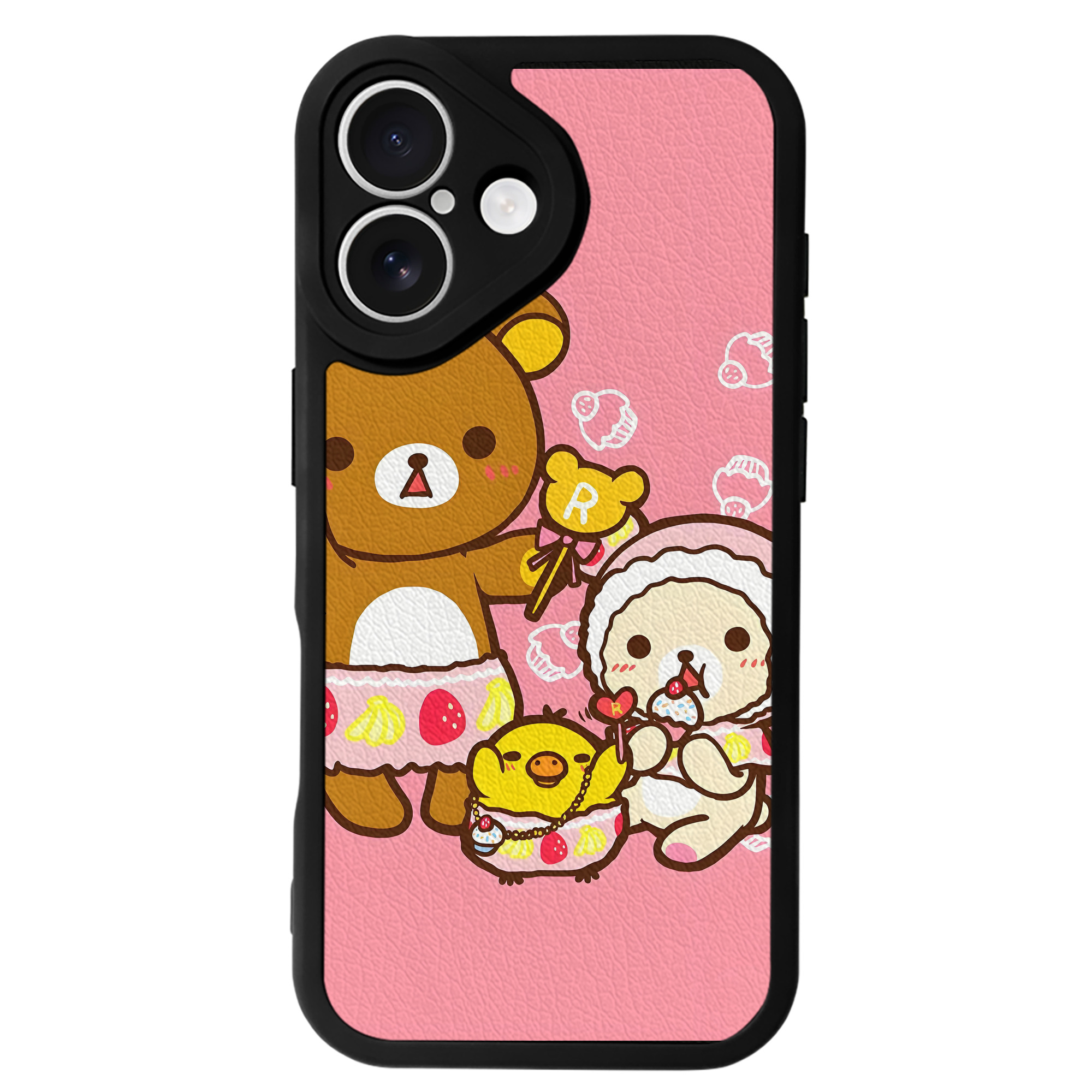 （画像用） リラックマ リラックマ キイロイトリ Rilakkuma Korilakkuma Kiiroitori 【iPhone 16シリーズ対応】シリコンスマホケース（レザー調） 材質：シリコン